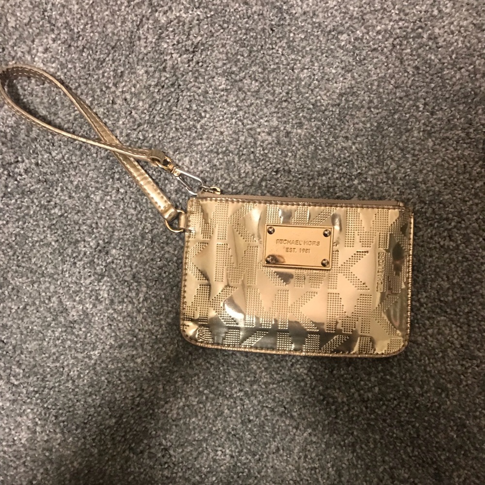 Michael Kors Metallic gold wristlet